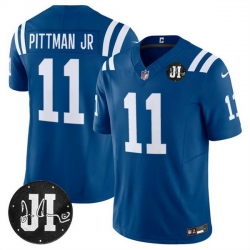 Men Indianapolis Colts 11 Michael Pittman Jr  Blue 2025 F U S E  Jim Irsay Patch Vapor Limited Stitched Football Jersey Men Indianapolis Colts 11 Michael Pittman Jr  Blue 2025 F U S E  Jim Irsay Patch Vapor Limited Stitched Football Jersey