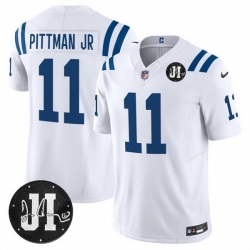 Men Indianapolis Colts 11 Michael Pittman Jr  White 2025 F U S E  Jim Irsay Patch Vapor Limited Stitched Football Jersey Men Indianapolis Colts 11 Michael Pittman Jr  White 2025 F U S E  Jim Irsay Patch Vapor Limited Stitched Football Jersey