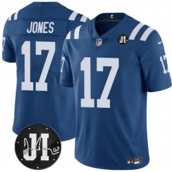 Men Indianapolis Colts 17 Daniel Jones Blue Jim Irsay Patch Vapor Stitched Jersey Men Indianapolis Colts 17 Daniel Jones Blue Jim Irsay Patch Vapor Stitched Jersey