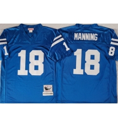 Men Indianapolis Colts 18 Peyton Manning Blue Throwback Stitched Jersey