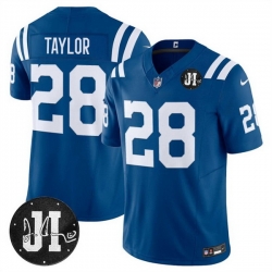 Men Indianapolis Colts 28 Jonathan Taylor Blue 2025 F U S E  Jim Irsay Patch Vapor Limited Stitched Football Jersey Men Indianapolis Colts 28 Jonathan Taylor Blue 2025 F U S E  Jim Irsay Patch Vapor Limited Stitched Football Jersey