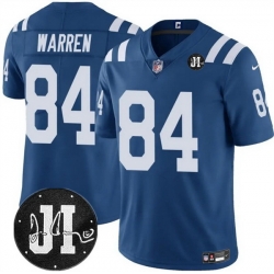 Men Indianapolis Colts 84 Tyler Warren Blue Jim Irsay Patch Vapor Stitched Jersey Men Indianapolis Colts 84 Tyler Warren Blue Jim Irsay Patch Vapor Stitched Jersey
