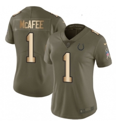 Womens Nike Indianapolis Colts 1 Pat McAfee Limited OliveGold 2017 Salute to Service NFL Jersey