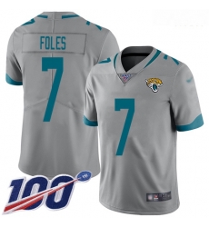 Jaguars 7 Nick Foles Silver Men Stitched Football Limited Inverted Legend 100th Season Jersey