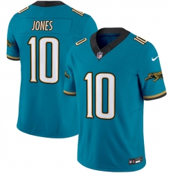 Men Jacksonville Jaguars 10 Mac Jones Teal 2024 F U S E  Prowler Throwback Vapor Limited Stitched Football Jersey