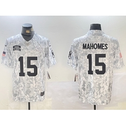 Men Kansas City Chiefs  15 Patrick Mahomes 2024 F U S E Arctic Camo Salute To Service Limited Stitched Football Jersey