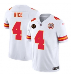 Men Kansas City Chiefs 4 Rashee Rice White 2025 F U S E John Madden Patch Vapor Untouchable Limited Stitched Football Jersey Men Kansas City Chiefs 4 Rashee Rice White 2025 F U S E John Madden Patch Vapor Untouchable Limited Stitched Football Jersey