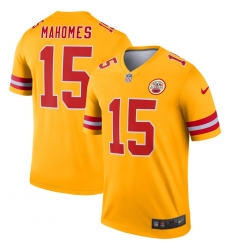 Nike Chiefs 15 Patrick Mahomes Gold Inverted Legend Jersey