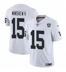 Men Las Vegas Raiders 15 Gardner Minshew II White 2024 65th Anniversary Patch Vapor Stitched Football Jersey