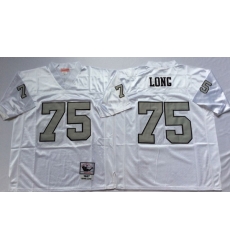 Men Las Vegas Raiders 75 Howie Long White Silver M&N Throwback Jersey