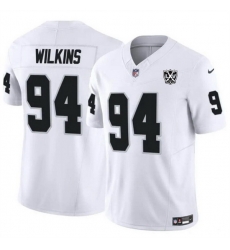 Men Las Vegas Raiders 94 Christian Wilkins White 2024 F U S E 65th Anniversary Patch Vapor Stitched Football Jersey