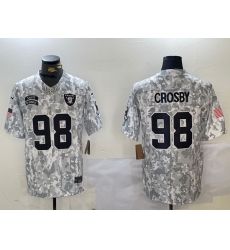 Men Las Vegas Raiders  98 Maxx Crosby 2024 F U S E Arctic Camo Salute To Service Limited Stitched Football Jersey