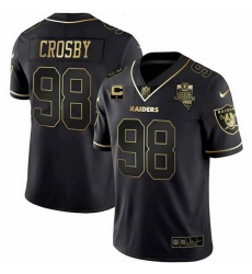 Men Las Vegas Raiders 98 Maxx Crosby Black Gold 2020 Inaugural With 1 Star C Patch Vapor Untouchable Stitched Football Jersey