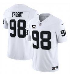 Men Las Vegas Raiders 98 Maxx Crosby White 2025 F U S E  With 4 Star C Patch Vapor Untouchable Limited Stitched Football Jersey Men Las Vegas Raiders 98 Maxx Crosby White 2025 F U S E  With 4 Star C Patch Vapor Untouchable Limited Stitched Football Jersey