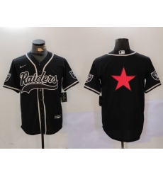 Men Las Vegas Raiders Black Team Big Logo With Patch Cool Base Stitched Baseball Jersey 3