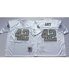 Mitchell&Ness Raiders 42 Ronnie Lott White Silver No Throwback Stitched NFL Jersey