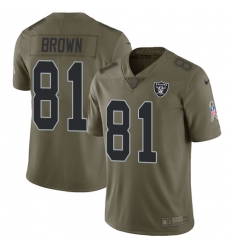 Nike Raiders #81 Tim Brown Olive Mens Stitched NFL Limited 2017 Salute To Service Jersey