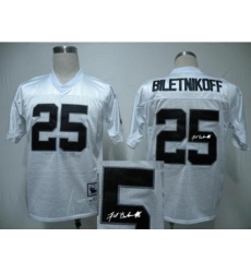 Oakland Raiders 25 Fred Biletnikoff White Throwback M&N Signed NFL Jerseys