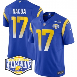 Men Los Angeles Rams 17 Puka Nacua Blue 2024 NFC West Champions F U S E  Vapor Untouchable Stitched Football Jersey