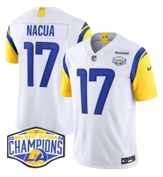 Men Los Angeles Rams 17 Puka Nacua White 2024 NFC West Champions F U S E  Vapor Untouchable Stitched Football Jersey