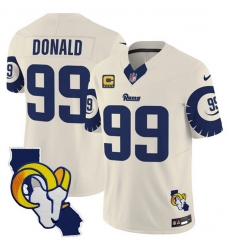 Men Los Angeles Rams 99 Aaron Donald Bone 2025 4 Star C Patch F U S E  V2 Limited Stitched Football Jersey