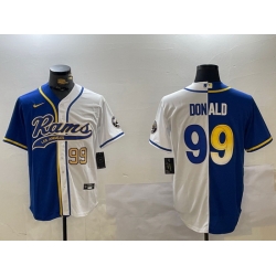 Men Los Angeles Rams 99 White Cool Base Stitched Baseball Jersey 2