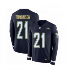 Men Nike Los Angeles Chargers 21 LaDainian Tomlinson Limited Navy Blue Therma Long Sleeve NFL Jersey