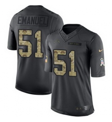 Nike Chargers #51 Kyle Emanuel Black Mens Stitched NFL Limited 2016 Salute to Service Jersey