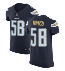 Nike Chargers #58 Uchenna Nwosu Navy Blue Team Color Mens Stitched NFL Vapor Untouchable Elite Jersey