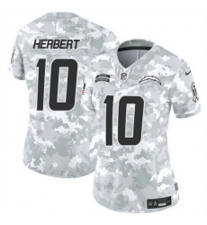 Women Los Angeles Chargers 10 Justin Herbert 2024 F U S E Arctic Camo Salute To Service Limited Stitched Football Jersey