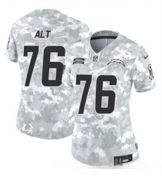 Women Los Angeles Chargers 76 Joe Alt 2024 F U S E Arctic Camo Salute To Service Limited Stitched Football Jersey