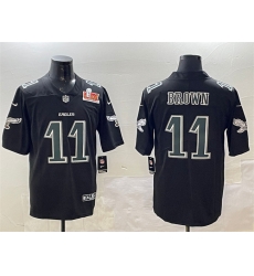 Men Philadelphia Eagles 11 A  J  Brown Black 2025 Super Bowl LIX Patch Fashion New Vapor Untouchable Limited Stitched Football Jersey