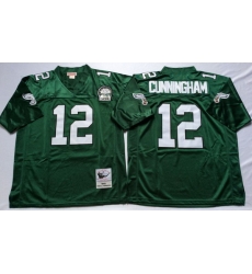 Men Philadelphia Eagles 12 Randall Cunningham Green M&N Throwback Jersey