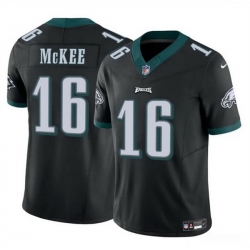 Men Philadelphia Eagles 16 Tanner McKee Black F U S E  Vapor Untouchable Limited Stitched Football Jersey