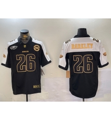 Men Philadelphia Eagles 26 Saquon Barkley Black Gold 2024 New F U S E  With 3 Star C Patch Stitched Football Jersey 2