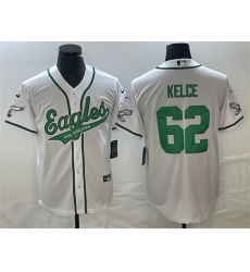 Men Philadelphia Eagles 62 Jason Kelce White Cool Base Stitched Baseball Jersey