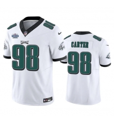 Men Philadelphia Eagles 98 Jalen Carter White 2023 F U S E  With Prem1ere Patch Vapor Untouchable Limited Stitched Football Jersey