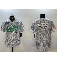 Men Philadelphia Eagles big logo 2024 F U S E Arctic Camo Salute To Service Limited Stitched Jersey