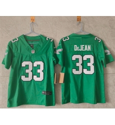 Women Philadelphia Eagles 33 Cooper DeJean Kelly Green F U S E  Vapor Untouchable Limited Stitched Football Jersey  Women Philadelphia Eagles 33 Cooper DeJean Kelly Green F U S E  Vapor Untouchable Limited Stitched Football Jersey