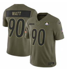 Men Pittsburgh Steelers 90 T J  Watt Olive 2025 Salute to Service Limited Stitched Football Jersey Men Pittsburgh Steelers 90 T J  Watt Olive 2025 Salute to Service Limited Stitched Football Jersey