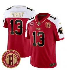 Men San Francisco 49ers 13 Brock Purdy Red F U S E  Golden Gate Bridge With 1 Star C Patch Alternate Vapor Limited Stitched Football Jersey