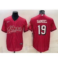 Men San Francisco 49ers 19 Deebo Samuel Red With Patch Cool Base Stitched Baseball Jersey