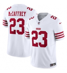 Men San Francisco 49ers 23 Christian McCaffrey White 2023 F U S E  Vapor Untouchable Limited Stitched Football Jersey