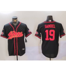 Men San Francisco 49ers 2319 Deebo Samuel Black With Patch Cool Base Stitched Baseball Jersey 3