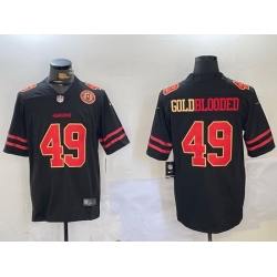 Men San Francisco 49ers 49 GoldBlooded Black Stitched Jersey 2