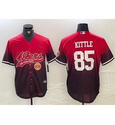 Men San Francisco 49ers  85 George Kittle Red Black With Patch Cool Base Stitched Baseball jerseys 3