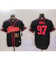 Men San Francisco 49ers 97 Nick Bosa Black With Patch Cool Base Stitched Baseball Jersey 3