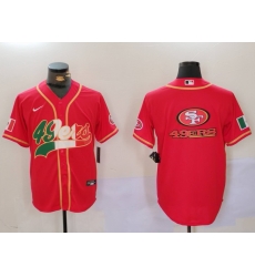 Men San Francisco 49ers Team Big Logo Red With Patch Cool Base Stitched Baseball Jersey 5