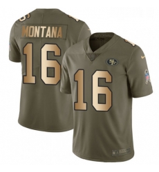 Mens Nike San Francisco 49ers 16 Joe Montana Limited OliveGold 2017 Salute to Service NFL Jersey