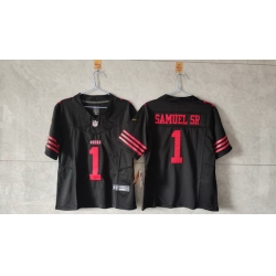 Women San Francisco 49ers 1 Deebo Samuel Sr  Black F U S E Vapor Untouchable Stitched Jersey